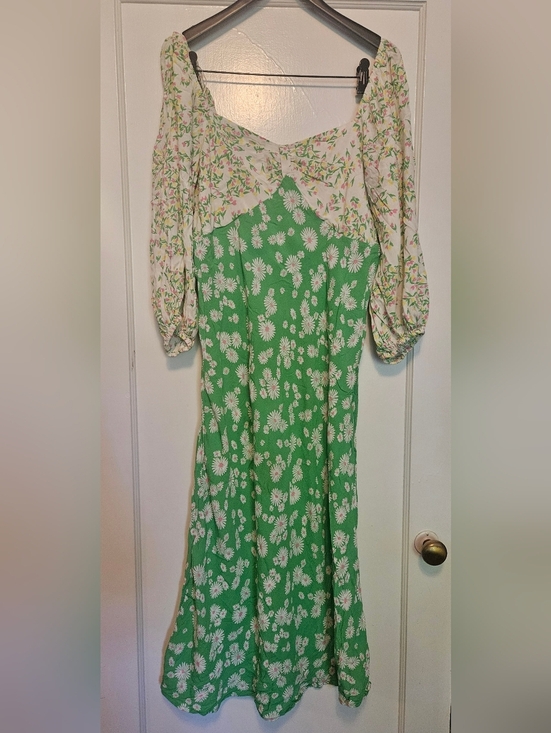 RIXO Dresses & Skirts - RIXO Cream Floral Sundress with Pink, Yellow & Green Print